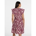 thumbnail image 4 of Time and Tru Women's and Women's Plus Tiered Cotton Mini Dress with Flutter Sleeves, Sizes XS-4X, 4 of 6