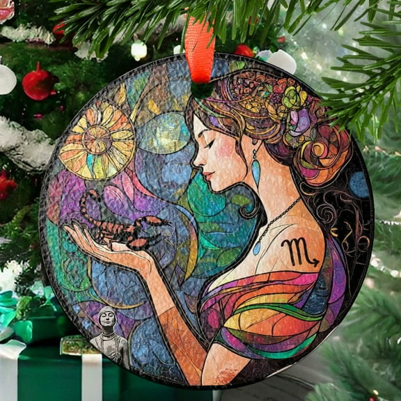 Scorpio Stained Glass Zodiac SunCatcher LightCatcher Scorpio Gift Window Hanging Ornament, Stained Glass Ornament 2025, Holiday Decoration, Seasonal Keepsake Gift, Unique