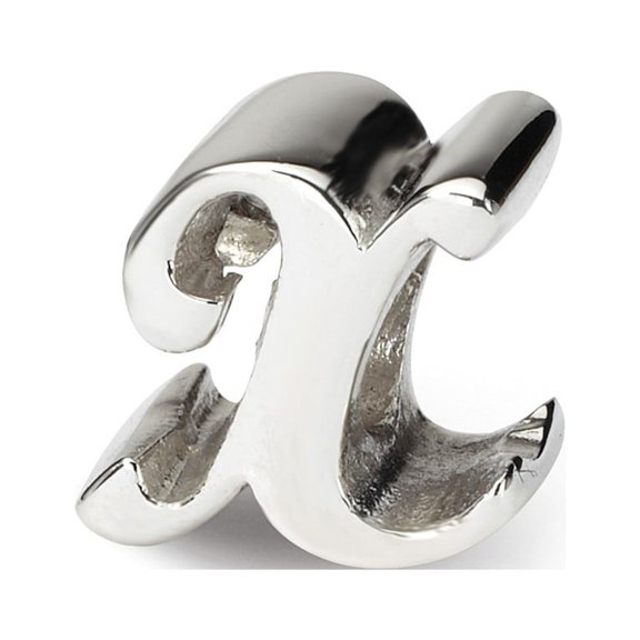 Sterling Silver Reflections Letter X Script Bead Charm - Measures 10.91x10.91mm Wide