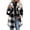 Black, variant on Women's Casual Fuzzy Plaid Jacket Lapel Button Front Long Sleeve Oversized Loose Fit Outerwear