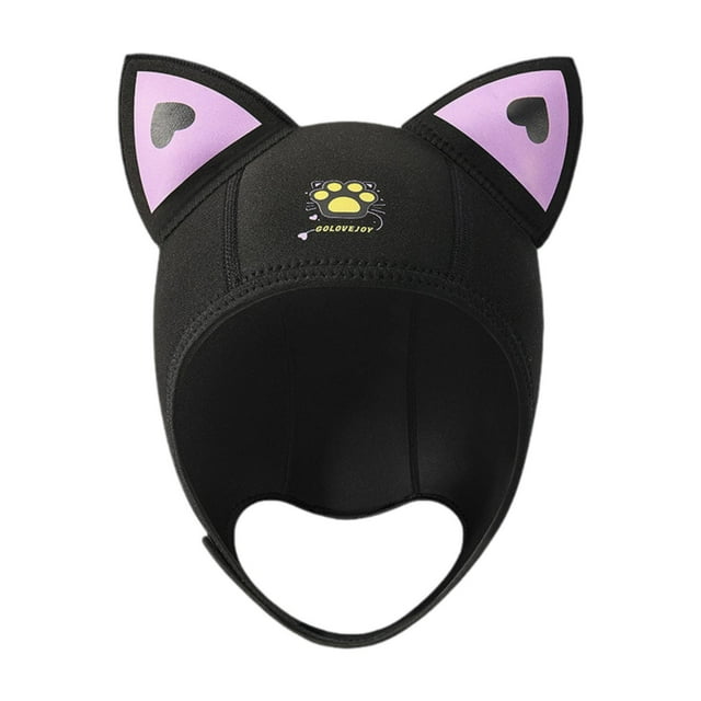 Gorro de natación Zulema Neopreno 3mm con capucha de buceo orejas de gato Negro