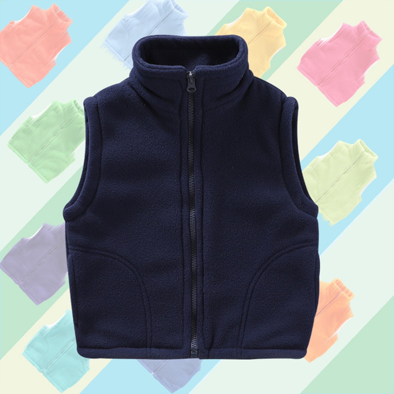 Gilet D'Hiver Pour Filles Col Montant Sans Manches Veste Chaude Tenue Décontractée Quotidienne Pour Enfants Automne Saison