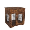 thumbnail image 6 of Highsound 30" Dog Crate Furniture, Wooden Dog Cage End Table with 2 Doors and Drawer for Dog House Indoor Use, Rustic brown, 6 of 8