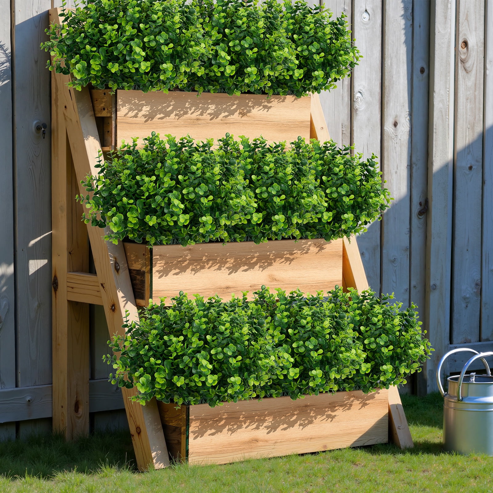 KUNPENG 20 Bundles Artificial Greenery Fake Plants for Outdoor, UV Resistant Faux Boxwood Shrubs for Window Box Porch Garden Decor, Indoor Outdoor Plastic Grass Stems for Home Office Decoration