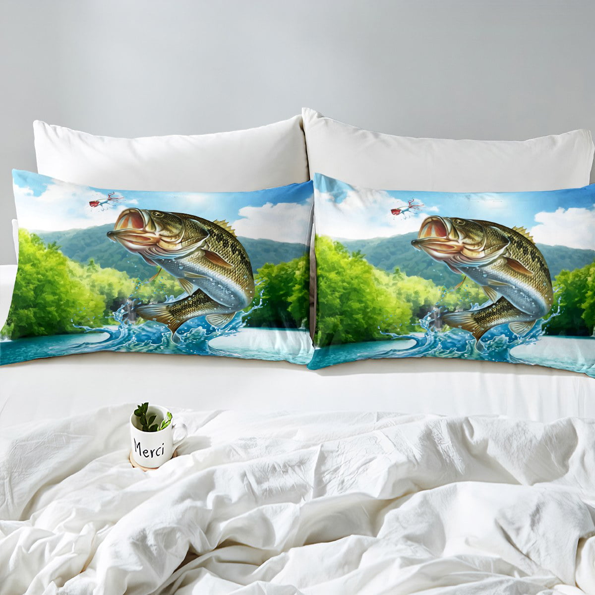 Large Mouth Bass Fishing Bedding Set 54 - Family Loves: US