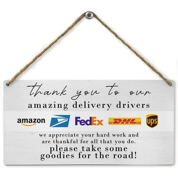 Thank My Driver,Delivery Driver Snack Sign Wood Wall Decor,Package Delivery Sign Wall Hanging Package Delivery Boxes Mail Box Office 6x12 Inch
