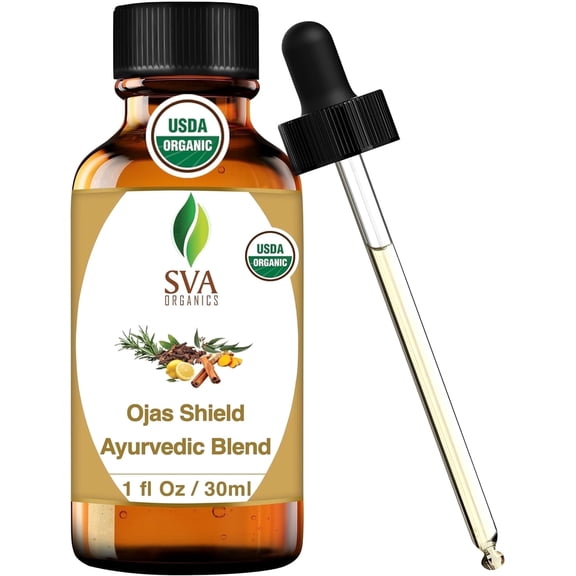 SVA Organics Ojas Shield Blend – 1 Fl Oz – 100% Natural Organic Oil - for Diffuser, Aromatherapy, Hair Care, Face, Skin Care and Body Massage