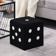 thumbnail image 3 of Dice Design Cube Foot Stool, Soft Comfortable Warm Sturdy Base Stool Solid Wood Simple Warm Foot Rest Stool Decoration for Home Living Room Bedroom[Black 20x20x20cm], 3 of 8