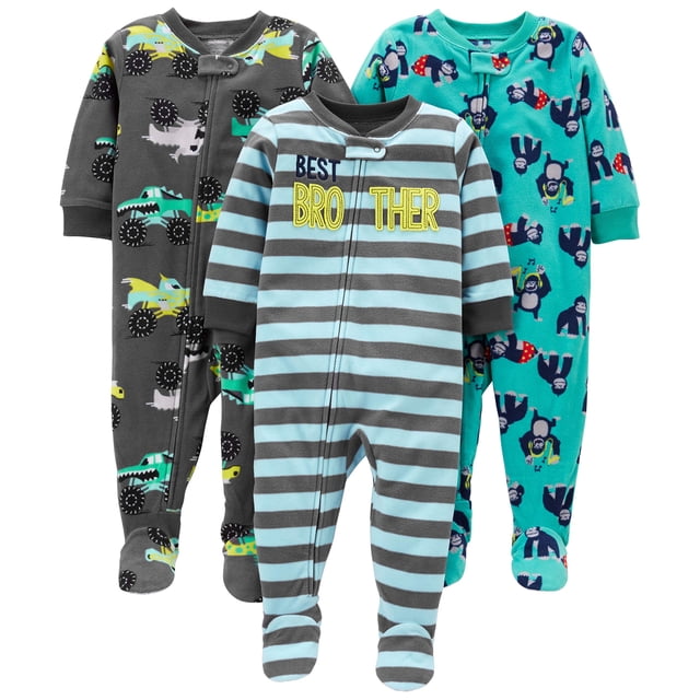 Pijamas Simple Joys de Carter's Baby Boys, paquete de 3 unidades, holgados, de ajuste holgado