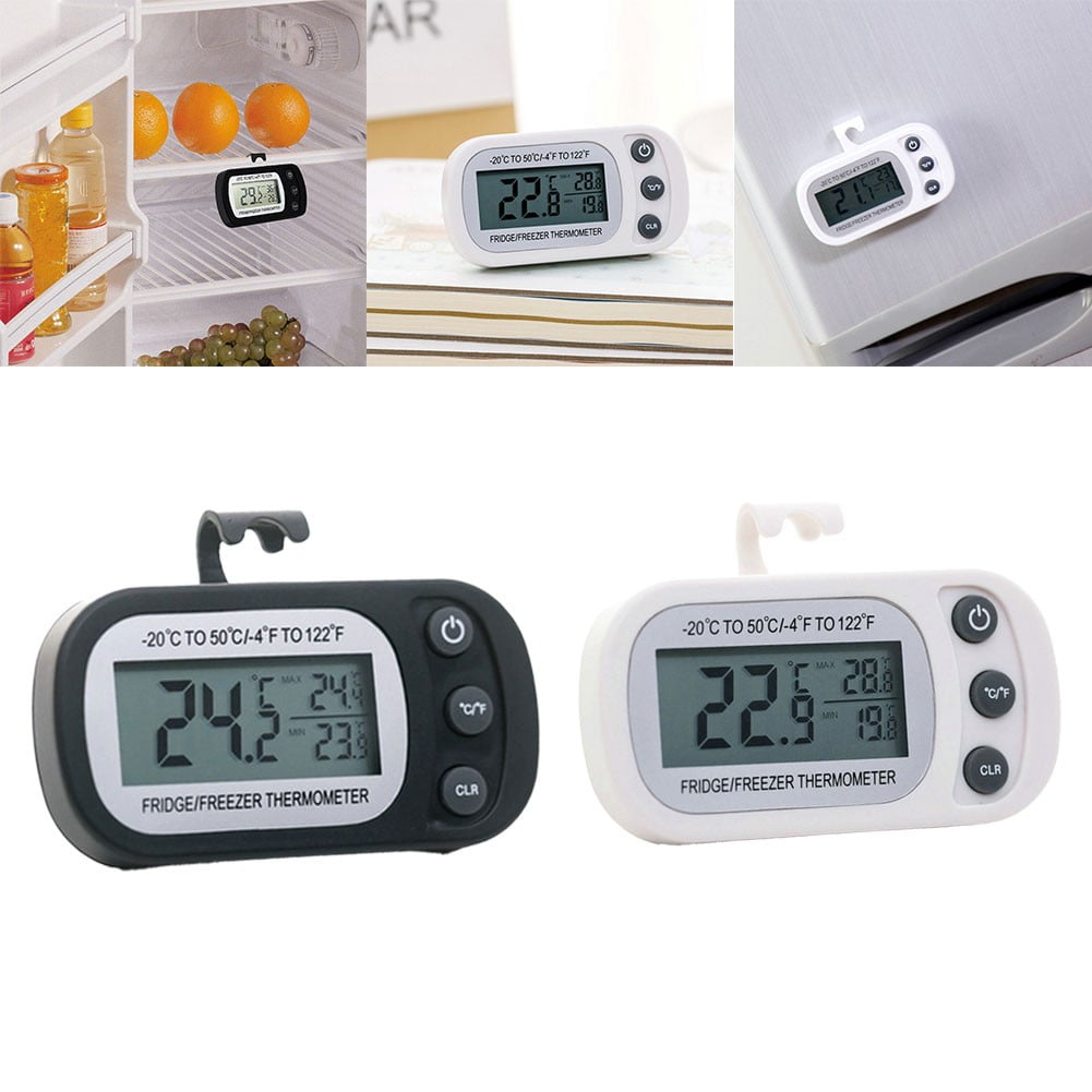 AMIR Fridge Thermometer, Digital Thermometer for Refrigerator Freezer  Thermometer LCD Display Max/Min Function Refrigerator Thermometer for Home  Restaurants Cafes Bars (Silver 2 Pack) 