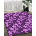 thumbnail image 3 of Ahgly Company Machine Washable Indoor Square Transitional Dark Magenta Purple Area Rugs, 8' Square, 3 of 7