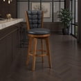 thumbnail image 6 of Core Set of 2 Swivel Barstool Chairs- Brown Wood- Black Faux Leather, 6 of 6