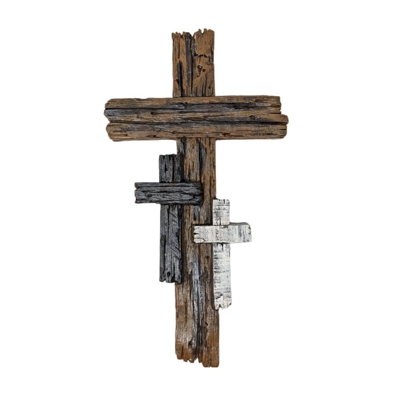 Rustic Multi-Layered Wall Cross – Faux Weathered Wood Design – Spiritual Decor for Living Room, Office, Church, or Entryway – Vintage-Inspired Art – Perfect Housewarming or Holiday Gift
