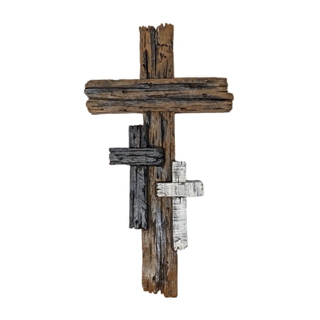 Rustic Multi-Layered Wall Cross – Faux Weathered Wood Design – Spiritual Decor for Living Room Office Church or Entryway – Vintage-Inspired Art – Perfect Housewarming or Holiday Gift