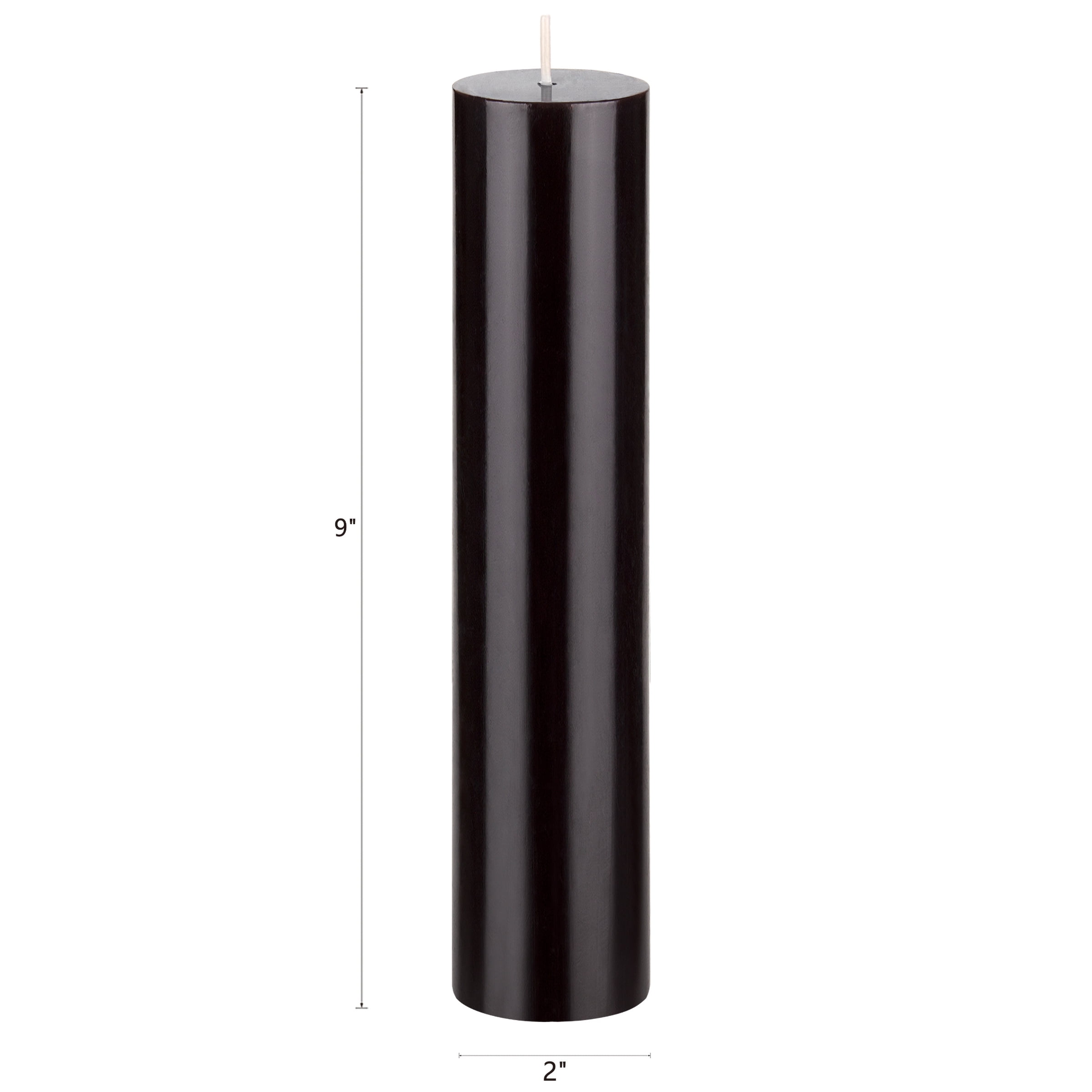 Mega Candles 6 pcs Unscented Black Round Pillar Candle, Hand Poured Premium Wax Candles 2 Inch x 9 Inch, Home Décor, Wedding Receptions, Baby Showers, Birthdays, Celebrations, Party Favors & More