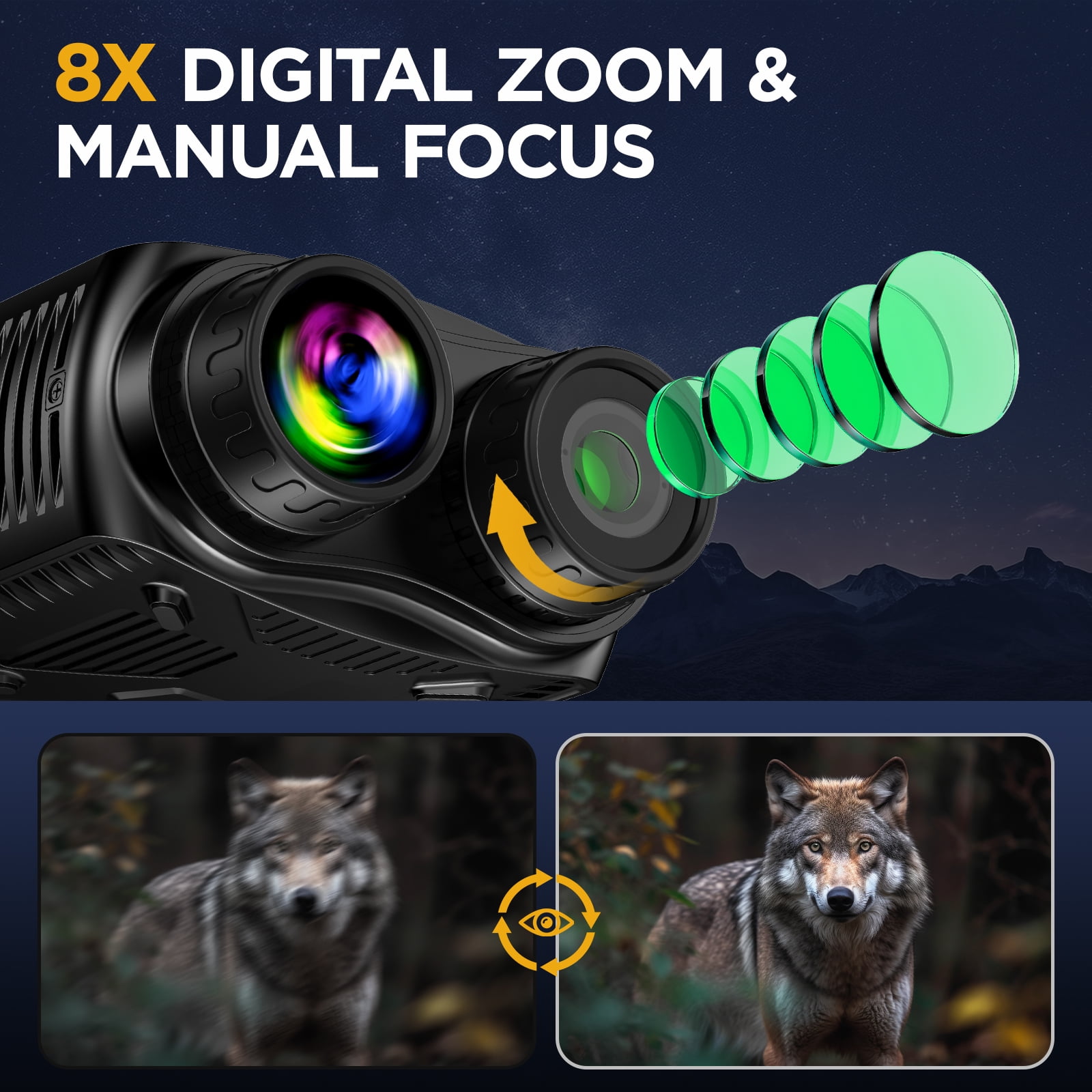 LAKWAR 8X Night Vision Binoculars for Total Darkness with 32G TF Card Infrared Digital Night Vision Binocular with Large Viewing Screen Hunting Binoculars for Day and Night