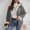 Gray, variant on Women Fleece Lined Heart Embroidered Hooded Zip Up Jacket Fleece Warm Loose Casual Winter Outer Coat Black S