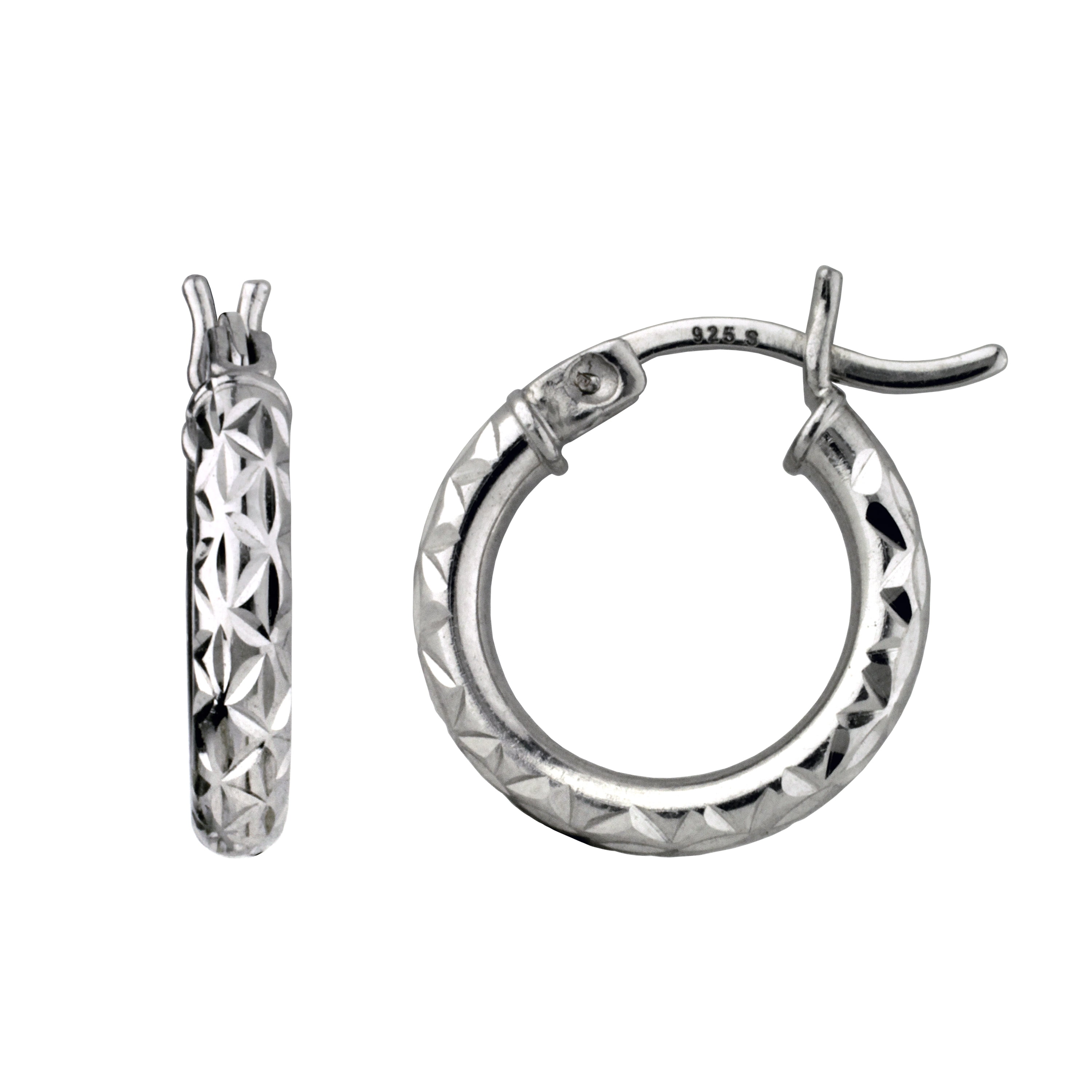 Brilliance Fine Jewelry Sterling Silver Diamond Cut Hoop Earrings