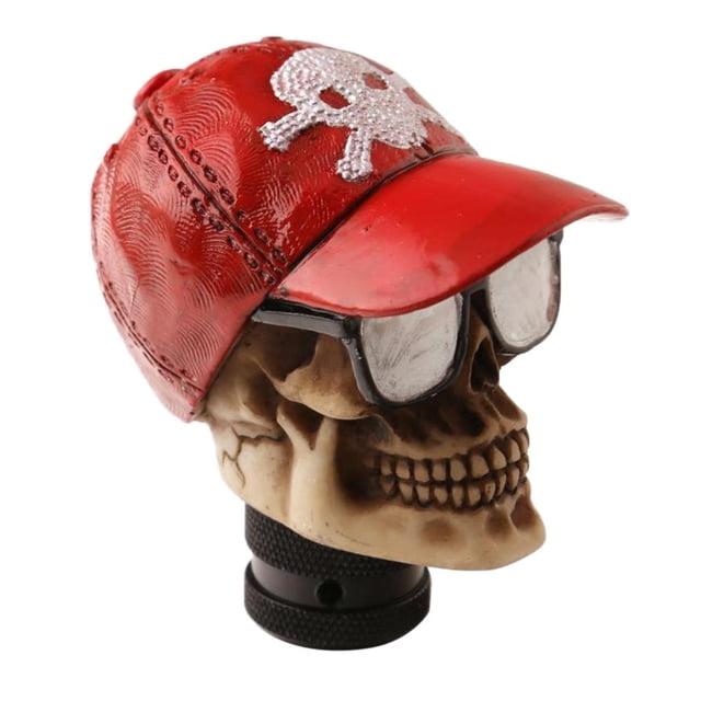 Divertida Cabeza De Cráneo Gorra De Béisbol Operación Manual Cambio De Marchas Perilla De Acrílico Rojo Yotijar Perilla de cambio de marchas de coche