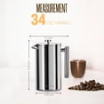 thumbnail image 3 of Utopia Kitchen 304 Grade Stainless Steel French Press Coffee Maker, 34 Oz, Double Wall Insulated, 4-Level Filtration System, Includes 2 Extra Filters, Rust-Resistant, Dishwasher Safe, 3 of 7