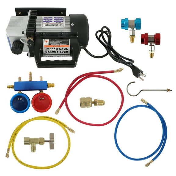 SEBLAFF 3 CFM 5Pa 110V/60HZ Vacuum Pump for R134 Air Conditioning Refrigeration with AC Manifold Vacuum Gauge Kit