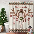 thumbnail image 4 of Shower Curtain 66"W x 72"L Merry Christmas Deer Skull Dots Stripes Linen Fabric Shower Curtains Set with Hooks Water Repellent Bathroom Curtains Machine Washable Bathroom Accessories, 4 of 9