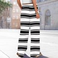 thumbnail image 6 of WTOBBY Women's Striped Print Wide Leg Pants Featuring High Waist Drawstring Loose Casual Design with Functional Pockets for Fashionable Wear ,Dark Gray S, 6 of 6