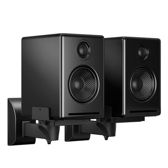 suptek Supports Muraux pour Haut-Parleurs, Supports Doubles pour Haut-Parleurs à Son Ambiophonique, Support Universel pour Haut-Parleur, Tablettes pour Haut-Parleurs à Inclinaison et Pivotement jusqu'à 55 Lb Noir (Lot de 2)
