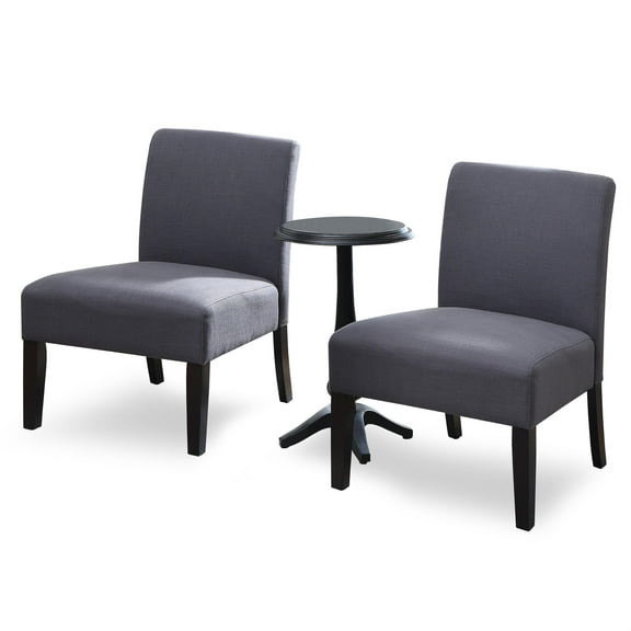 Furniture of America Lapira Wood 3-Piece Accent Table and Chair Set in Gray