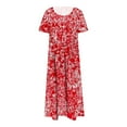 thumbnail image 4 of TSADFHJI Rallonges de Jupe en Dentelle Été Robe Décontractée Col Rond Poche Manches Courtes Imprimée Mode Tempérament Longue Robe m Jaune, 4 of 8