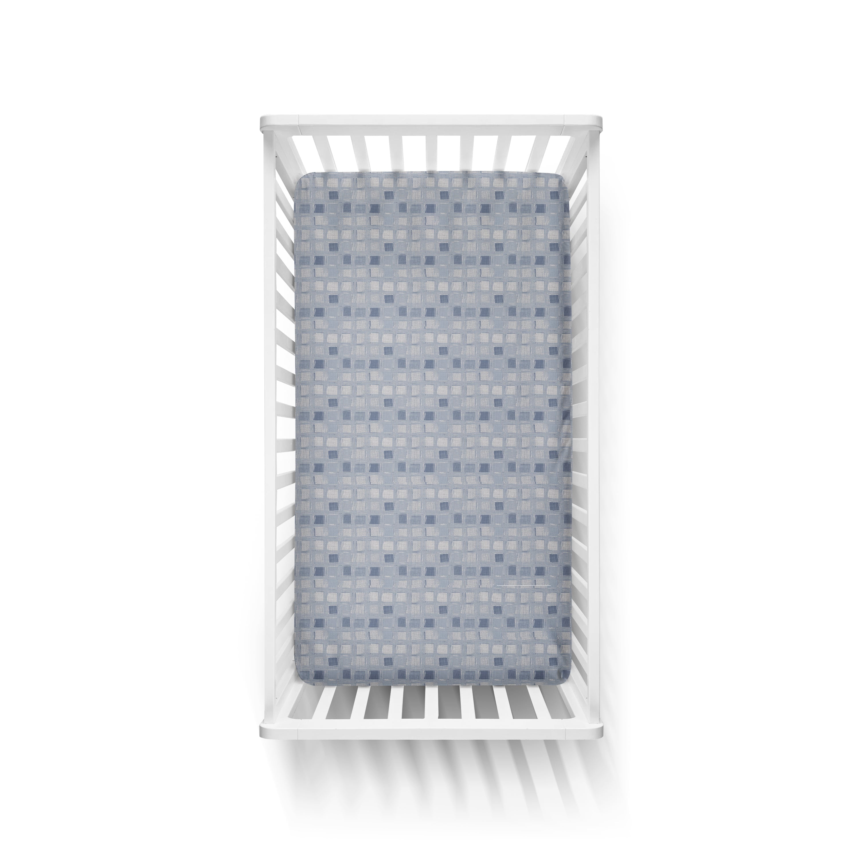 One Kind Premium Bamboo Fitted Crib Sheet for Standard Baby Cribs | Blue Squares