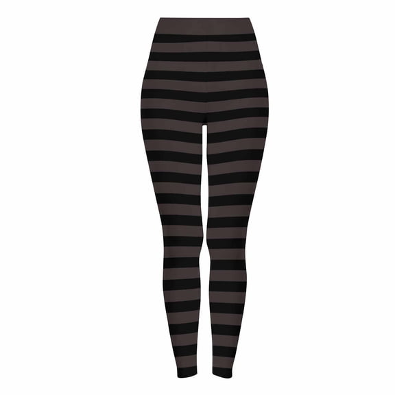 Dursoulink Halloween Leggings for Women Striped Print High Waist Stretch Yoga Pants Tight Cut Sporty Tights for Fitness Daily Wear