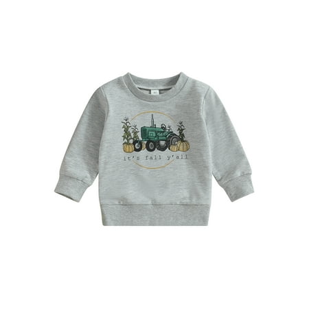 

Qtinghua Toddler Baby Boy Girl Halloween Sweatshirt Long Sleeve Pumpkin Letter Print Pullovers Fall Clothes Gray 2-3 Years
