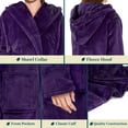 thumbnail image 4 of PAVILIA Purple Women Robe with Hood, Fleece Lightweight Soft Long Hooded Robe for Women, Plush Fuzzy Cozy Warm Bathrobe Shower Spa House, L/XL, 4 of 9