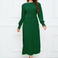 thumbnail image 2 of Yuyuzo Robe Maxi Formelle pour Femme à Manches Longues, Col Ras du Cou, Froncée, à Volants, Fluide, Couleur Unie, Robe de Cocktail avec Ceinture, 2 of 7