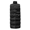 thumbnail image 4 of Cyber&Monday Deals Usmixi Winter Womens Down Jacket Puffer Overcoat for Women Casual Solid Lapel Sleeveless Loose Quilted Vest Coat Open Front Button Cotton Jacket Outwear with Pocket Up to 65% off, 4 of 5