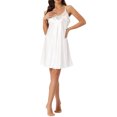 thumbnail image 1 of INSPIRAR CHIC Vestido de pijama sin mangas de satén para mujer con escote en V y borde de encaje, camisón de lounge de seda mini M blanco, 1 of 6
