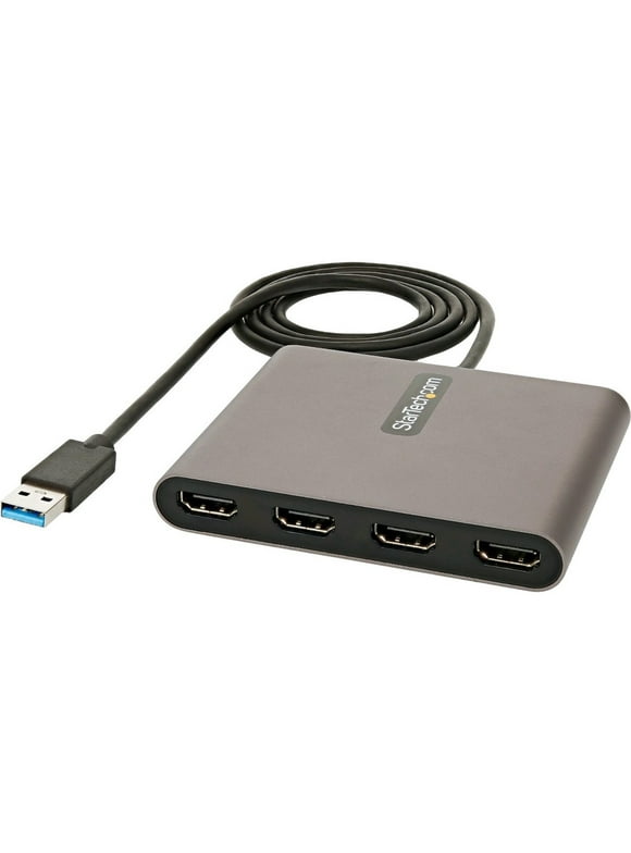 StarTech.com USB 3.0 to 4x HDMI Adapter - External Video & Graphics Card - USB Type-A to Quad HDMI Display Adapter Dongle - 1080p 60Hz - Multi Monitor USB A to HDMI Converter - Windows Only