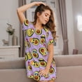 thumbnail image 3 of Sikiie Cartoon Avocados Print Women's Short-sleeved Nightdress, Round Neck Pullover Nightdress Pajamas Summer Home Wear, 3 of 6