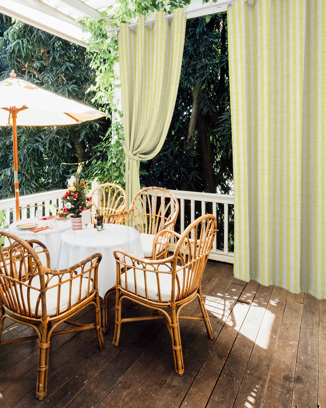 Yellow Striped Outdoor Curtains for Patio, Modern Simple Farmhouse Beige Vintage Privacy Drapes Grommet Waterproof Outside Curtains for Porch/Cabana/Balcony 54"x 108", 1 Panel