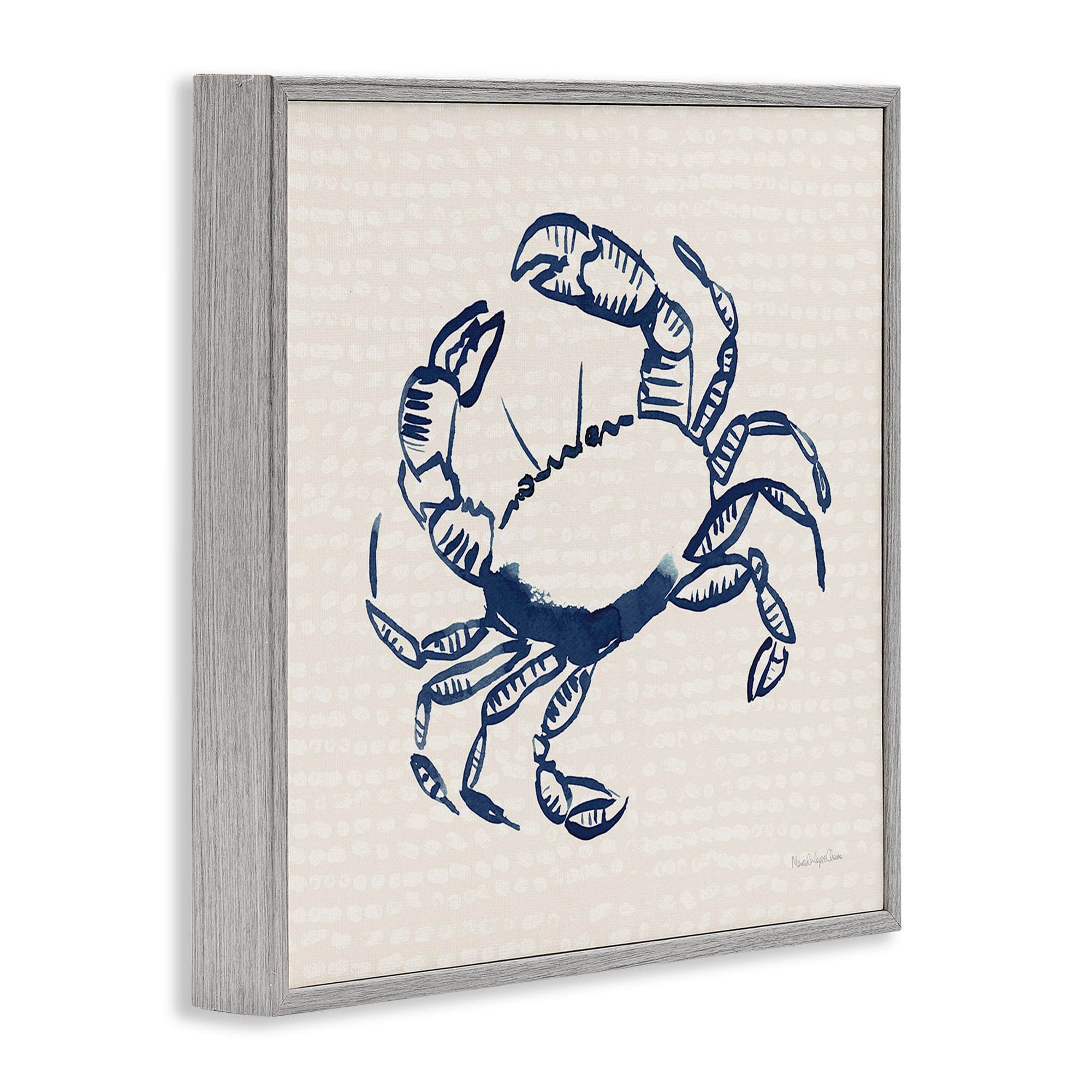 Stupell Industries Aquatic Crab on Beige Animals & Insects Painting Gray Framed Art Print Wall Art, 24 x 24
