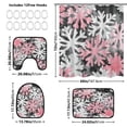 thumbnail image 3 of Pink Snowflakes Bathroom Accessory Curtain Sets Bath Curtain Anti-Slip Mats and Toilet Pad 66x72in, 3 of 8