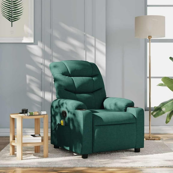 vidaXL Massage Recliner Chair Dark green