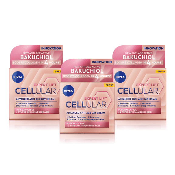 Nivea Cellular Expert Lift Pure Bakuchiol   HA Anti-Age Day Cream SPF30 50ml - 3 Pack