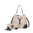 thumbnail image 2 of MKF Collection Callise Vegan Leather Women's Bucket Bag & Wristlet Wallet 2-Piece Set by Mia K. - Ivory Brown, 2 of 2