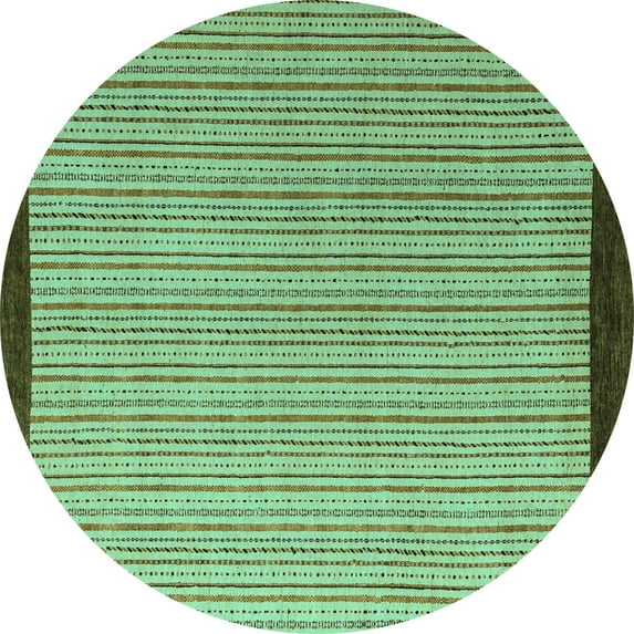 Ahgly Company Indoor Round Abstract Turquoise Blue Modern Area Rugs, 6' Round