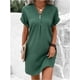 thumbnail image 5 of Vestido recto para mujer, informal, de verano, con cuello en V, manga corta, túnica de trabajo, minivestido holgado, vestido camisero sencillo con botón, 5 of 5
