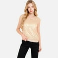 thumbnail image 6 of Women's Sequin V-Neck Top with Cap Sleeves and Relaxed Fit - Medium, Gold, 6 of 7
