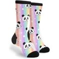thumbnail image 1 of Chaussettes Folles en Coton pour Femmes - Panda Mignon avec Rayures Arc-en-Ciel, 1 of 5