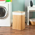 thumbnail image 3 of Bamboo Laundry Hamper Basket with Liner, Holds 2 Loads, Clothes Storage, Organizer, Collapsible, Rectangular, Natural, 3 of 3